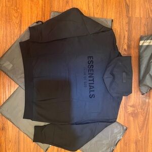 Essentials Black Hoodie with Logo